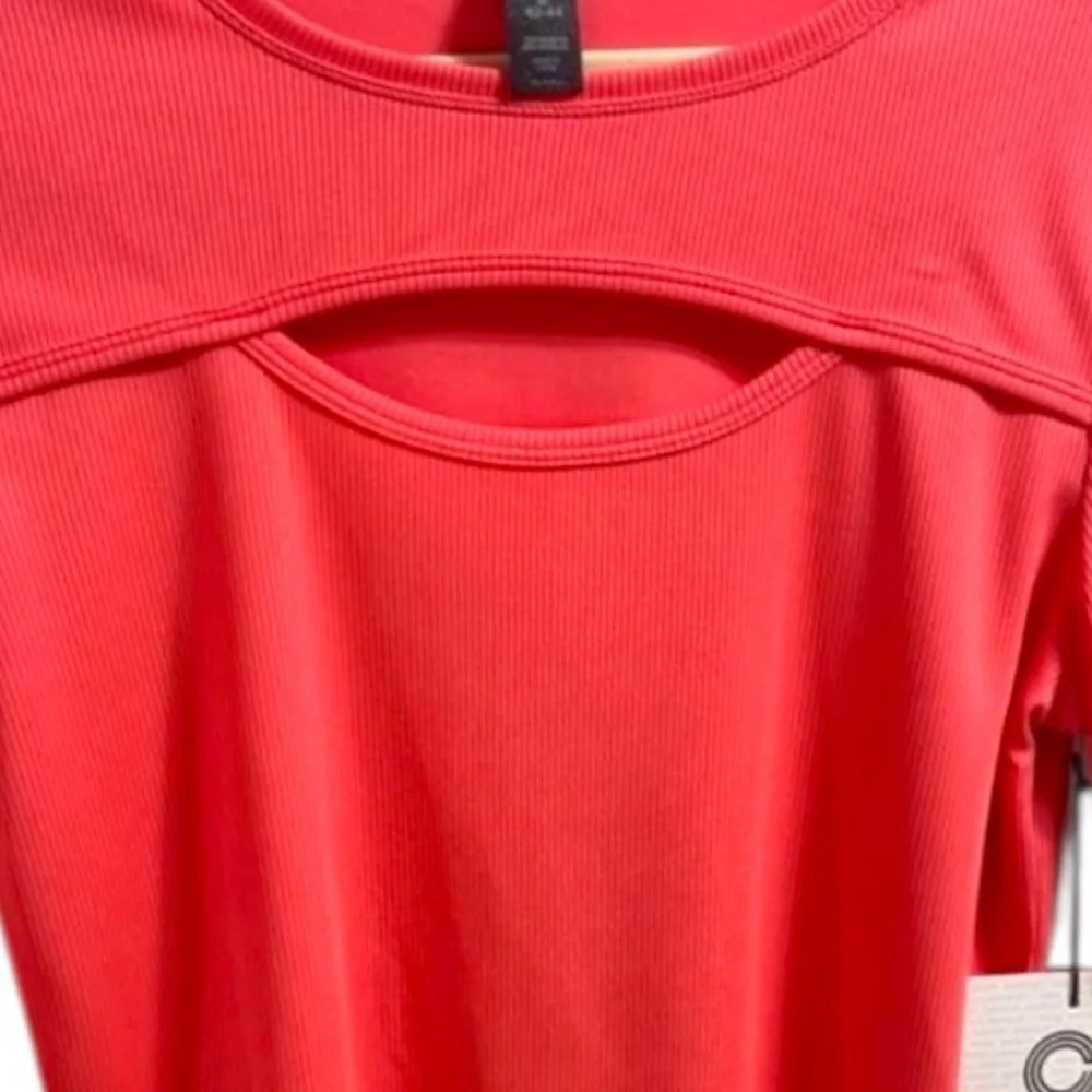 Cycle House By Marika Dubarry Ribbed Long Sleeve Keyhole Active Crop Top Large